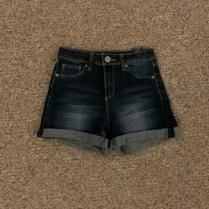 High Rise Juniors YMI Jean Shorts, Darkwash